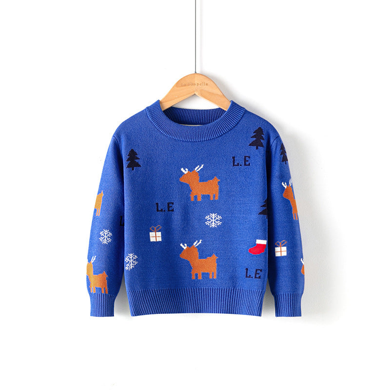 Cotton Double Layer Autumn Winter Christmas Long Sleeved Children's Sweater myETYN