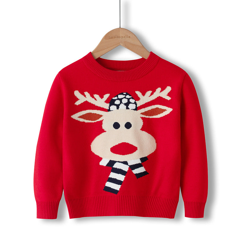 Cotton Double Layer Autumn Winter Christmas Long Sleeved Children's Sweater myETYN