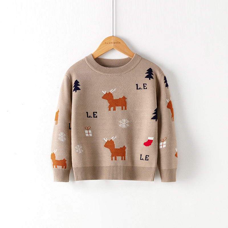 Cotton Double Layer Autumn Winter Christmas Long Sleeved Children's Sweater myETYN