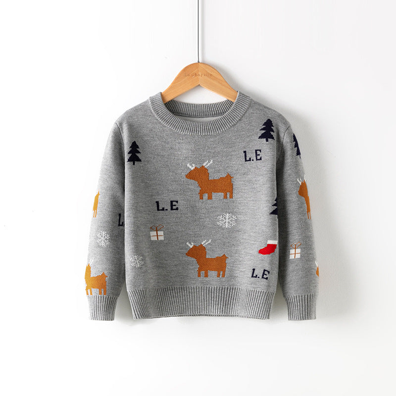 Cotton Double Layer Autumn Winter Christmas Long Sleeved Children's Sweater myETYN