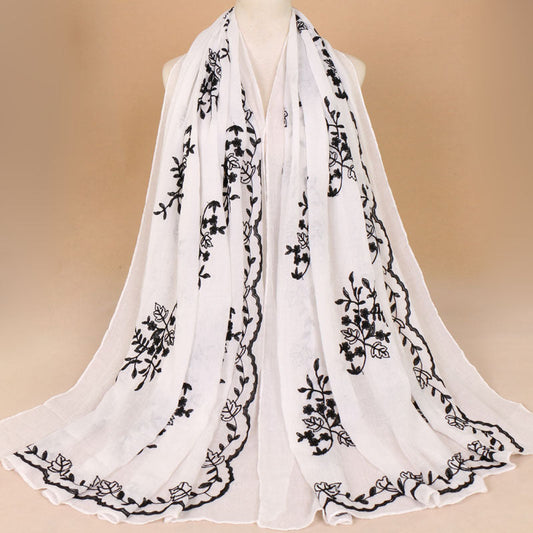 Cotton Embroidered Long Scarf For Indian Women myETYN