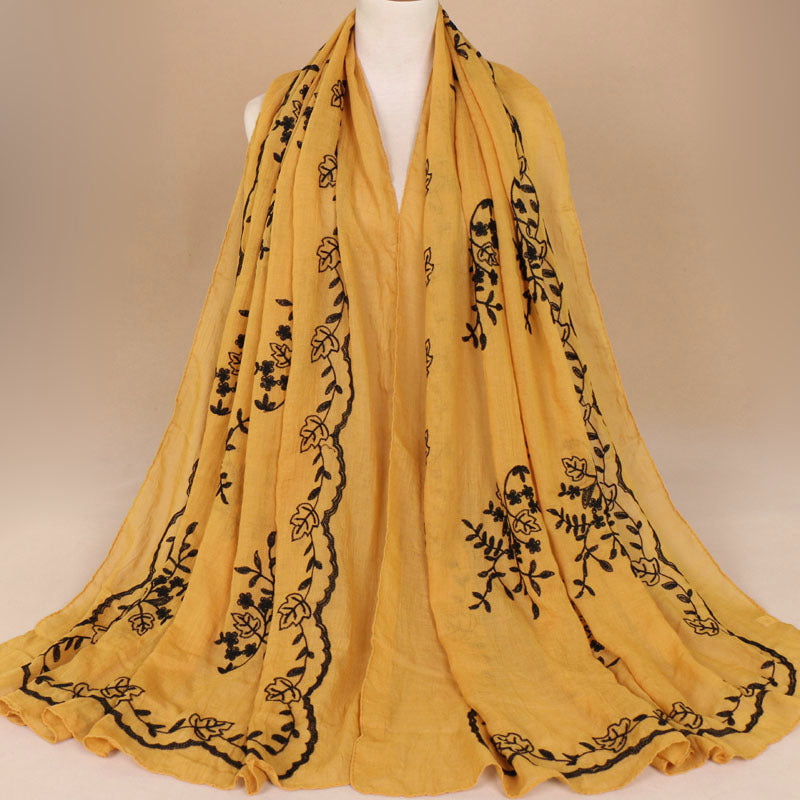 Cotton Embroidered Long Scarf For Indian Women myETYN