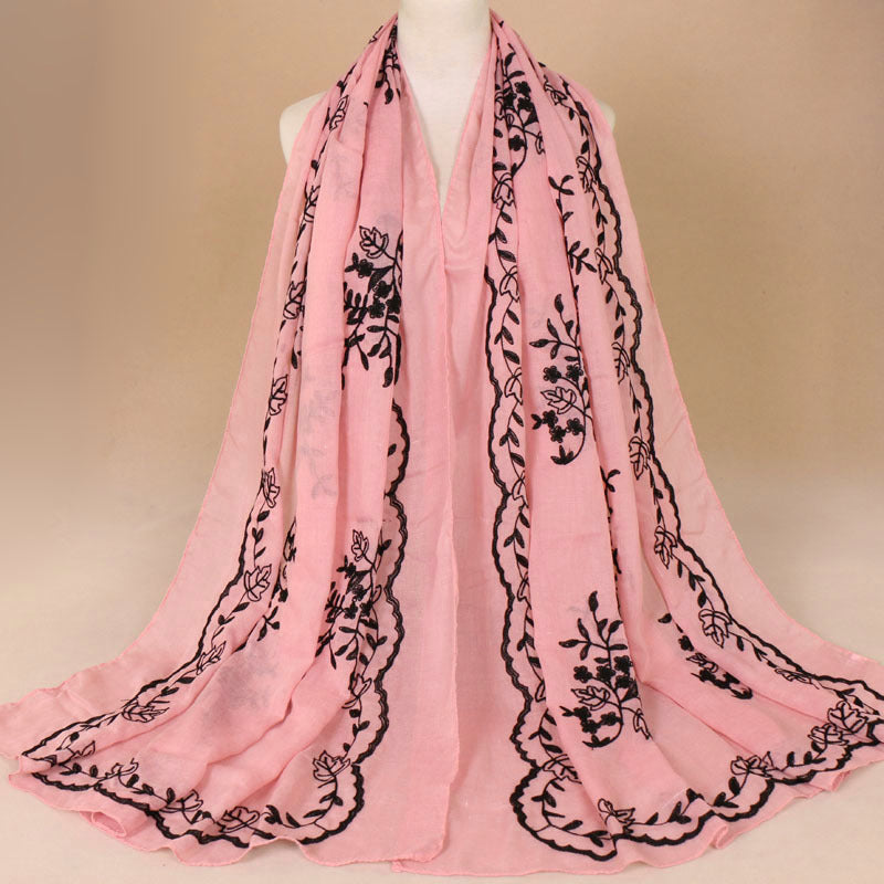 Cotton Embroidered Long Scarf For Indian Women myETYN