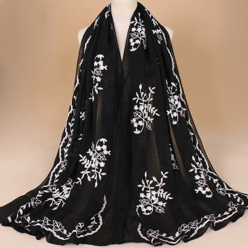 Cotton Embroidered Long Scarf For Indian Women myETYN