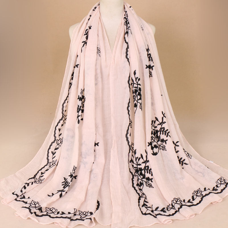 Cotton Embroidered Long Scarf For Indian Women myETYN