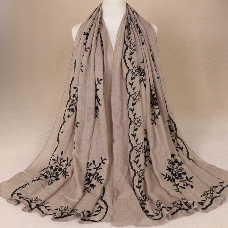 Cotton Embroidered Long Scarf For Indian Women myETYN