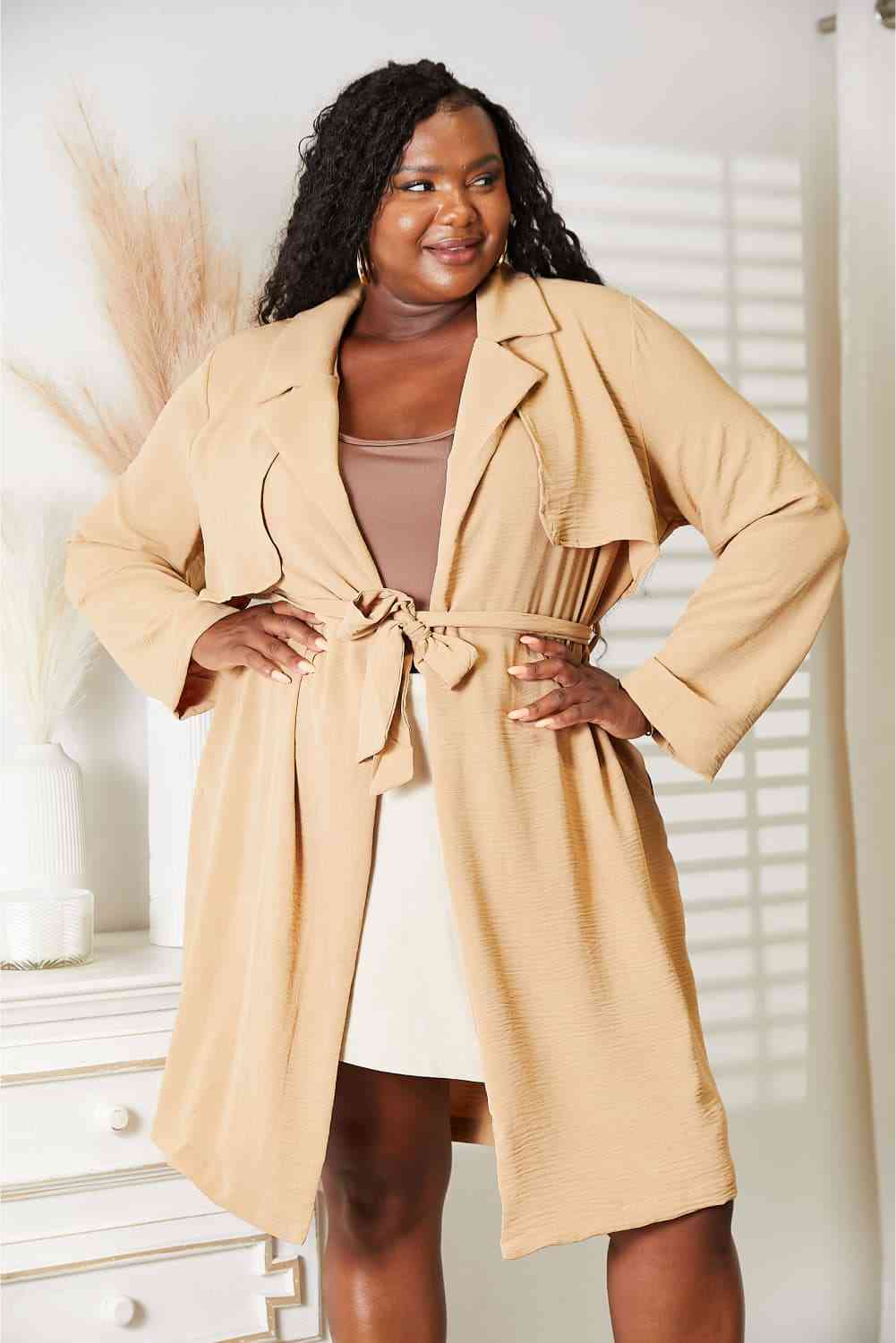 Culture Code Full Size Tied Trench Coat with Pockets myETYN
