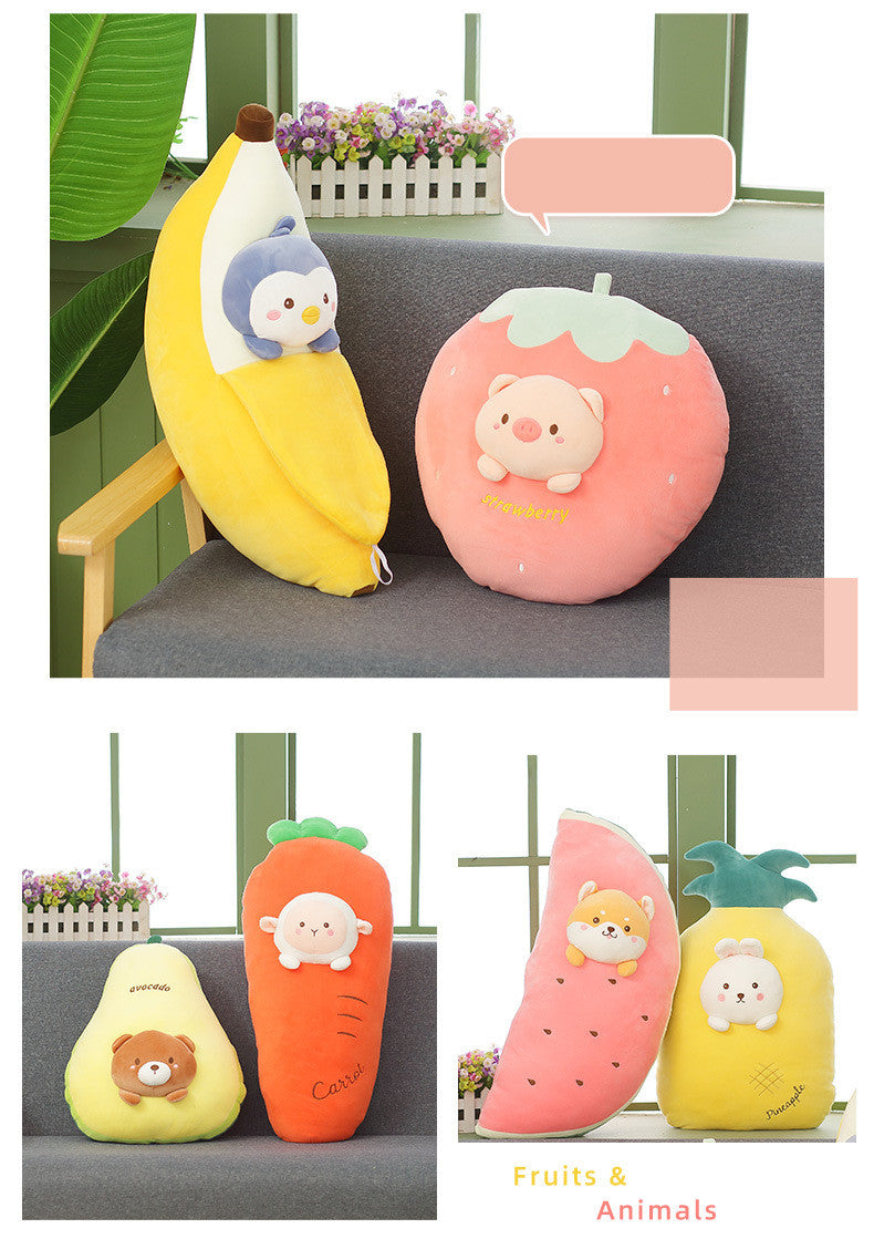 Cute Banana Carrot Fruit Plush Pillow myETYN