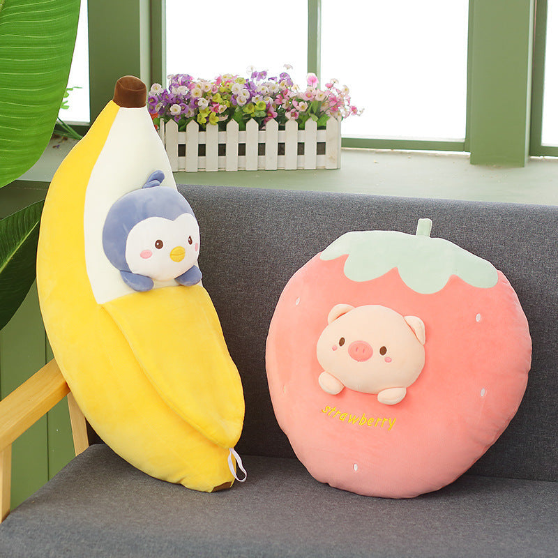 Cute Banana Carrot Fruit Plush Pillow myETYN