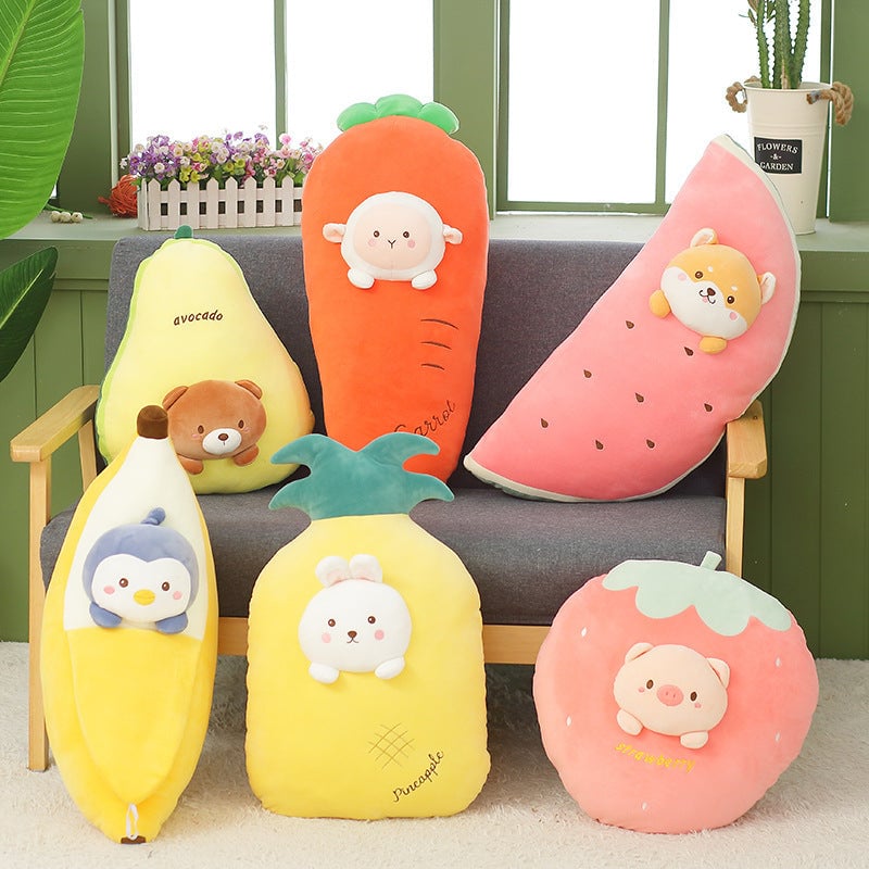 Cute Banana Carrot Fruit Plush Pillow myETYN