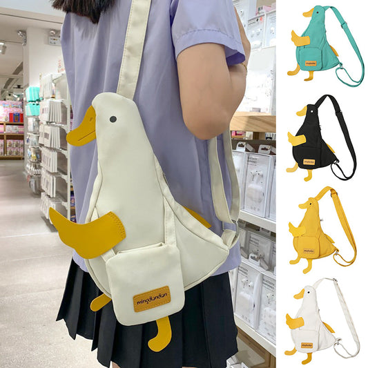 Cute Duck Canvas Bag Girls Messenger Shoulder Bag Funny Cartoon Chest Bags For Women myETYN