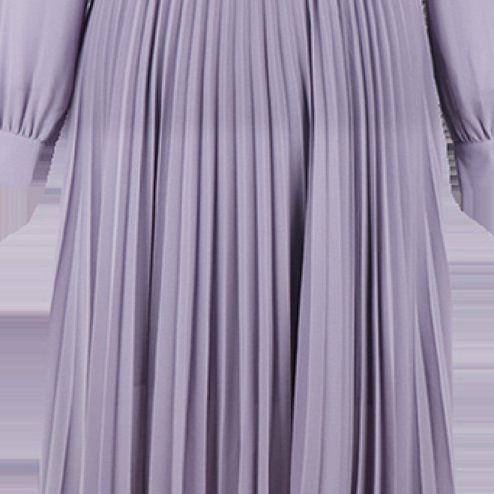 Dark Purple Long-sleeved Chiffon Dress myETYN