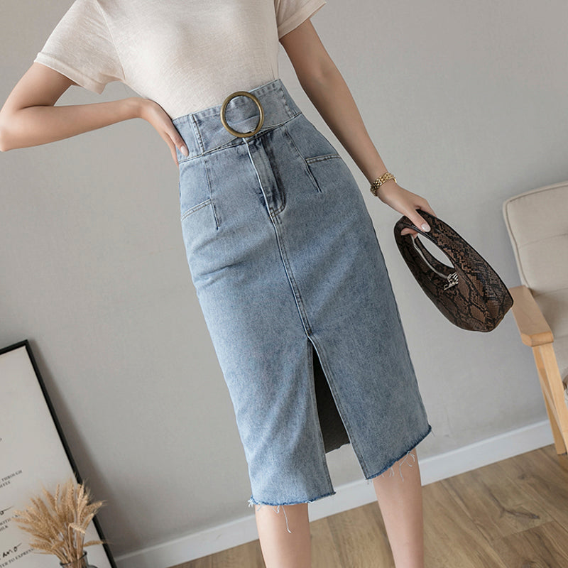 Denim split hip skirt myETYN