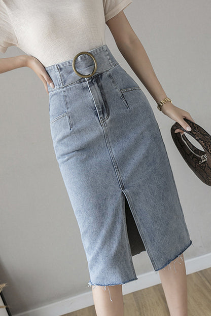 Denim split hip skirt myETYN