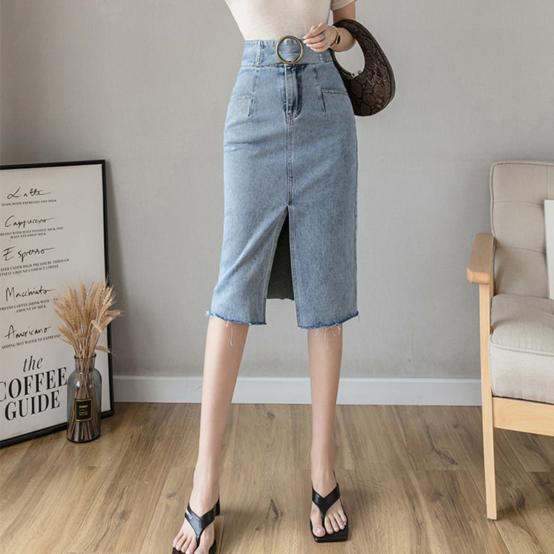 Denim split hip skirt myETYN