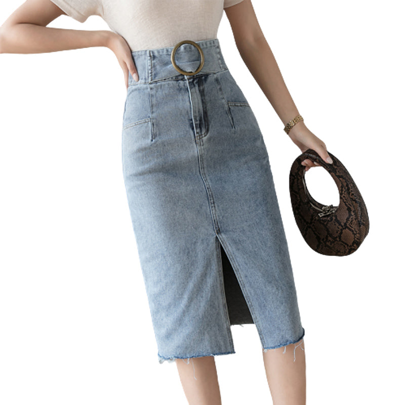 Denim split hip skirt myETYN