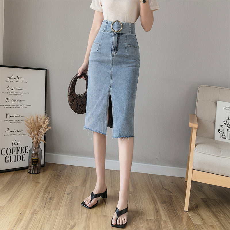 Denim split hip skirt myETYN