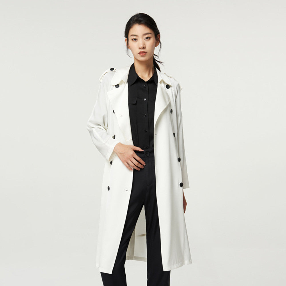 Double Silk Women's Mid-Length Trench Coat myETYN