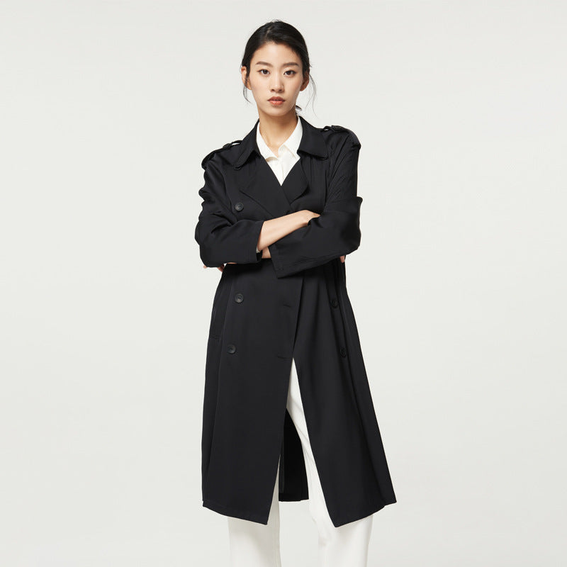 Double Silk Women's Mid-Length Trench Coat myETYN