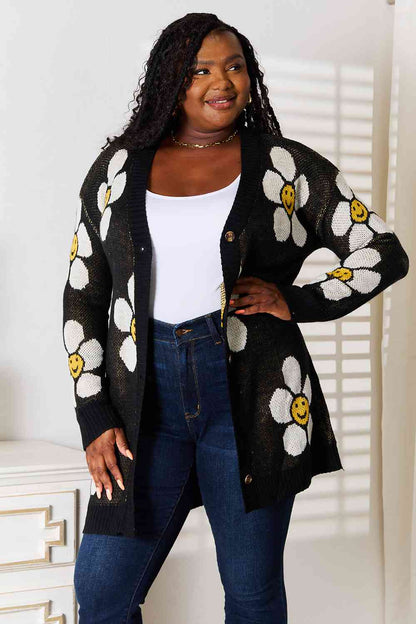 Double Take Floral Button Down Longline Cardigan myETYN