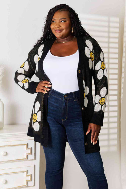 Double Take Floral Button Down Longline Cardigan myETYN