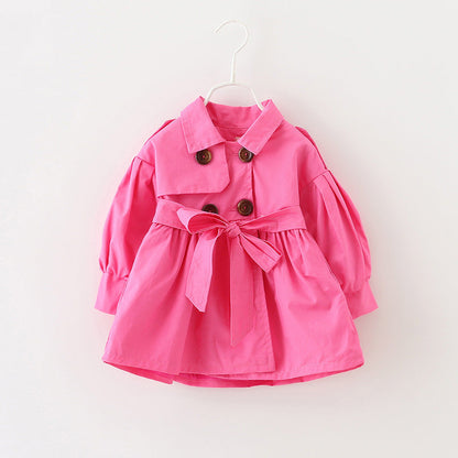 Double-breasted button trench coat belt trench coat skirt myETYN