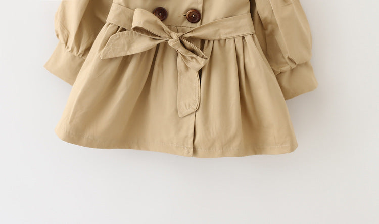 Double-breasted button trench coat belt trench coat skirt myETYN