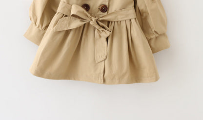 Double-breasted button trench coat belt trench coat skirt myETYN