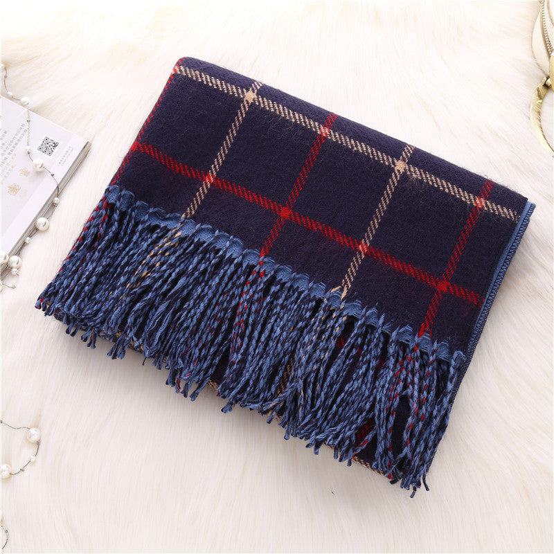 Double-sided plaid scarf women myETYN