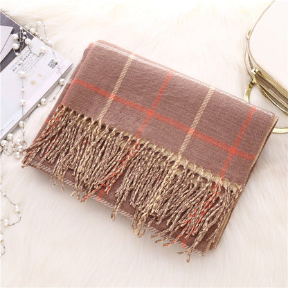 Double-sided plaid scarf women myETYN