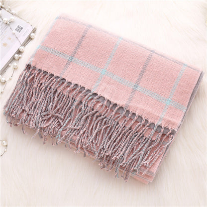 Double-sided plaid scarf women myETYN