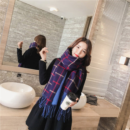 Double-sided plaid scarf women myETYN