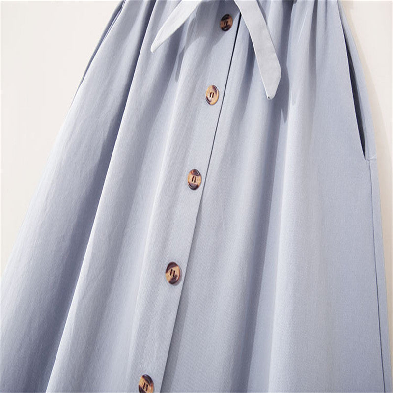 Elegant Button High Waist Skirt Female Pleated Skirt myETYN