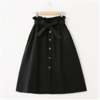 Elegant Button High Waist Skirt Female Pleated Skirt myETYN