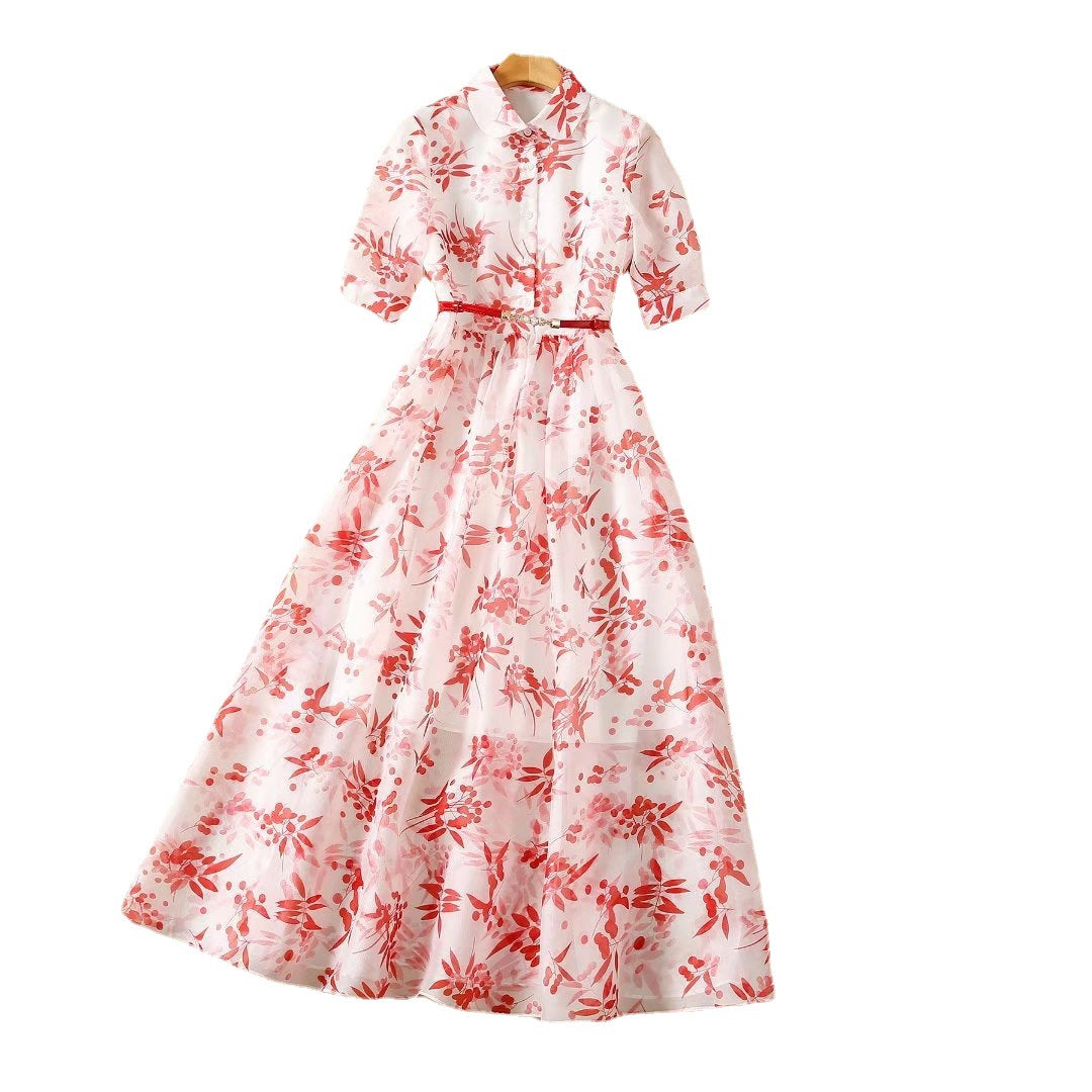 Elegant Printed Doll Collar Dress myETYN