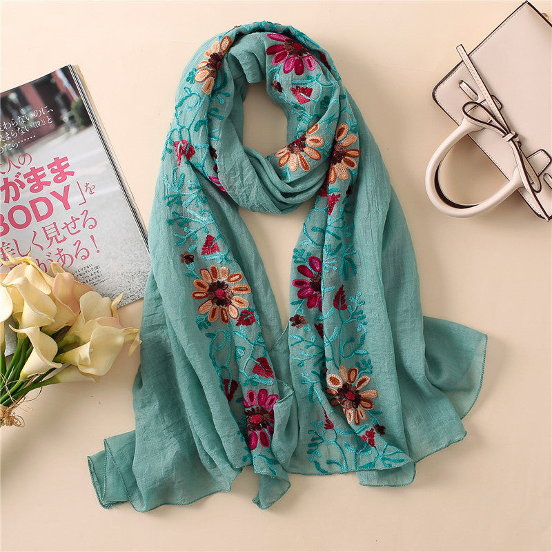 Embroidered cotton scarf myETYN