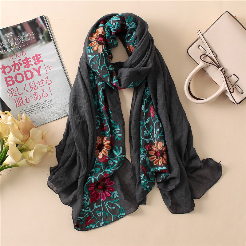 Embroidered cotton scarf myETYN