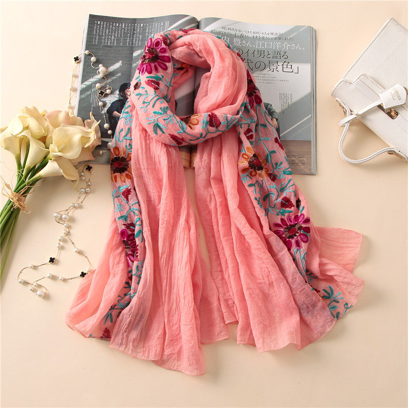 Embroidered cotton scarf myETYN