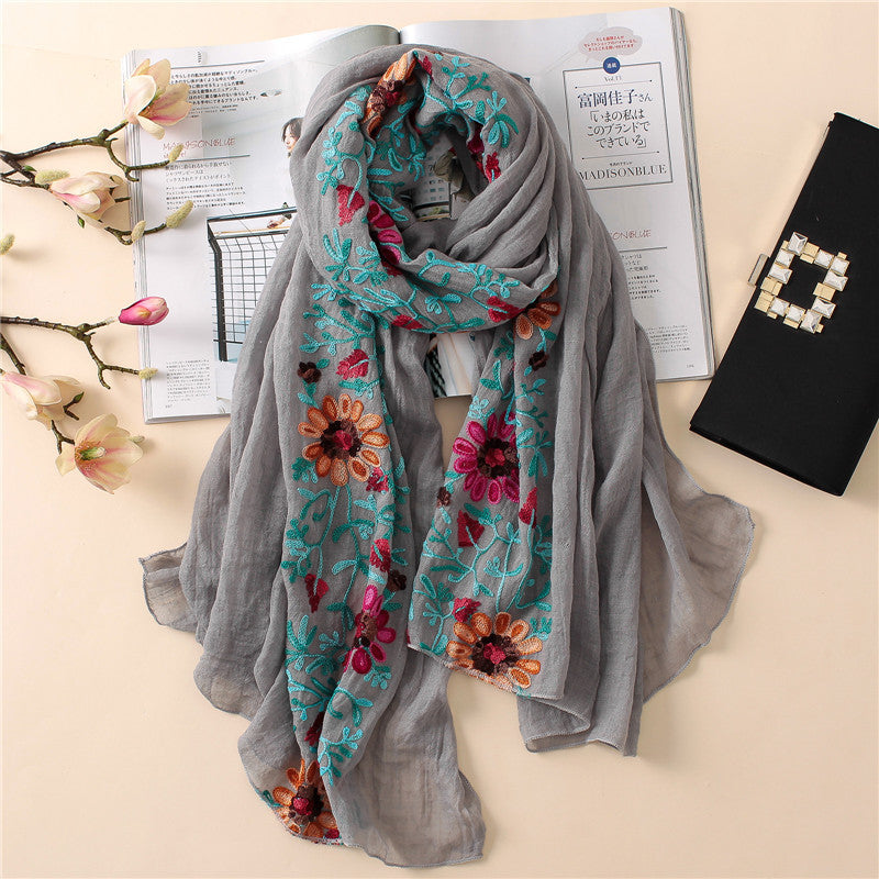 Embroidered cotton scarf myETYN