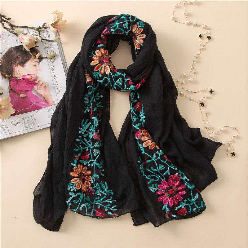 Embroidered cotton scarf myETYN