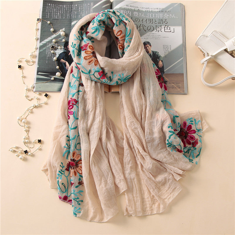 Embroidered cotton scarf myETYN