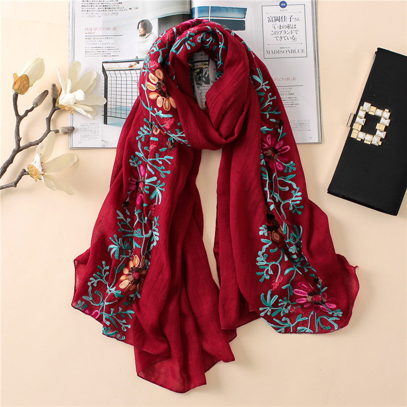 Embroidered cotton scarf myETYN