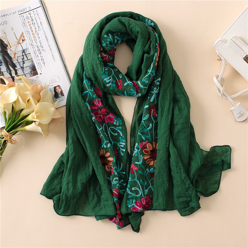 Embroidered cotton scarf myETYN