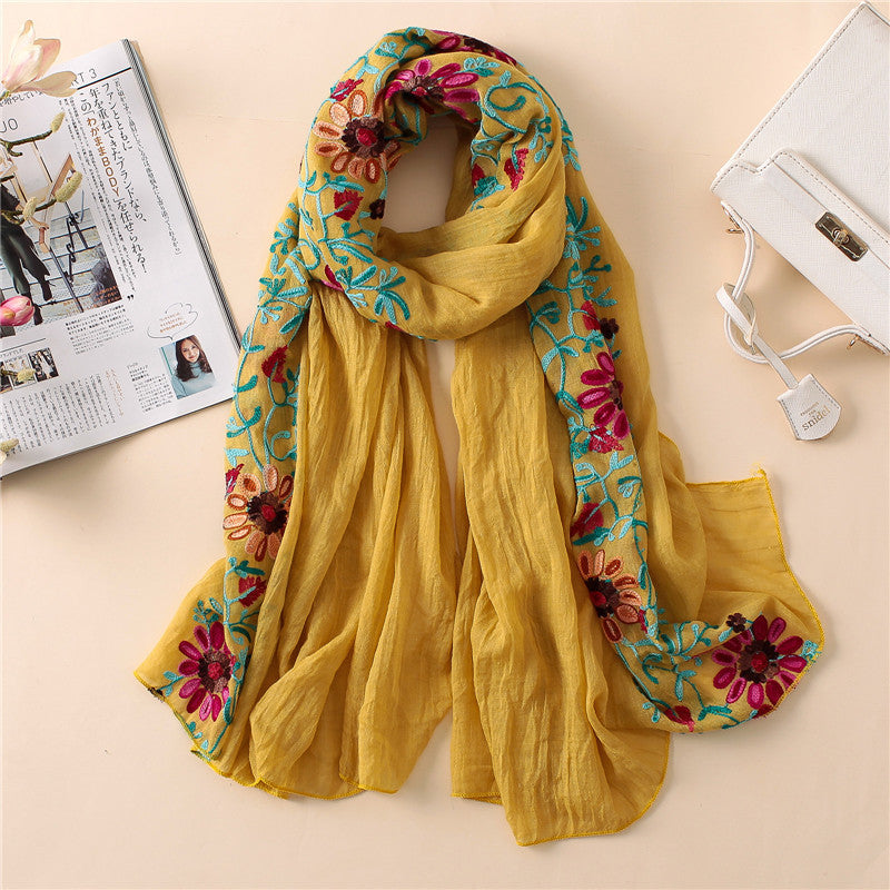 Embroidered cotton scarf myETYN