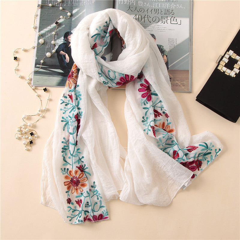 Embroidered cotton scarf myETYN