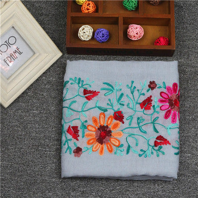 Ethnic Style Embroidered Floral Scarf Shawl Sunscreen Silk Female myETYN