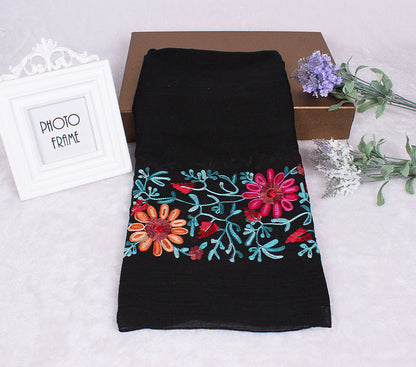 Ethnic Style Embroidered Floral Scarf Shawl Sunscreen Silk Female myETYN