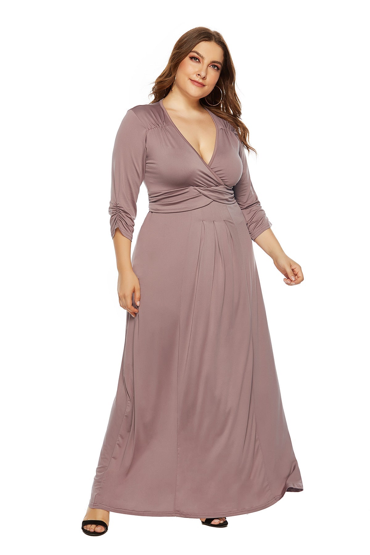 European And American Elegant Deep V-neck Swing Long Dress For Women myETYN