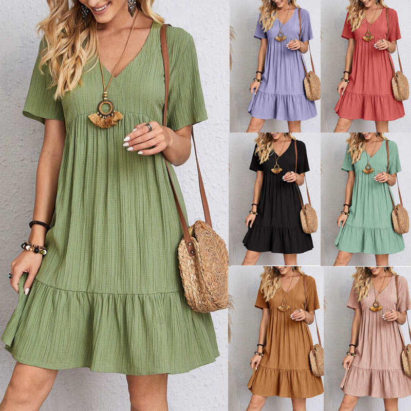 European And American Women's Loose Casual Short-sleeved Corset Dress myETYN