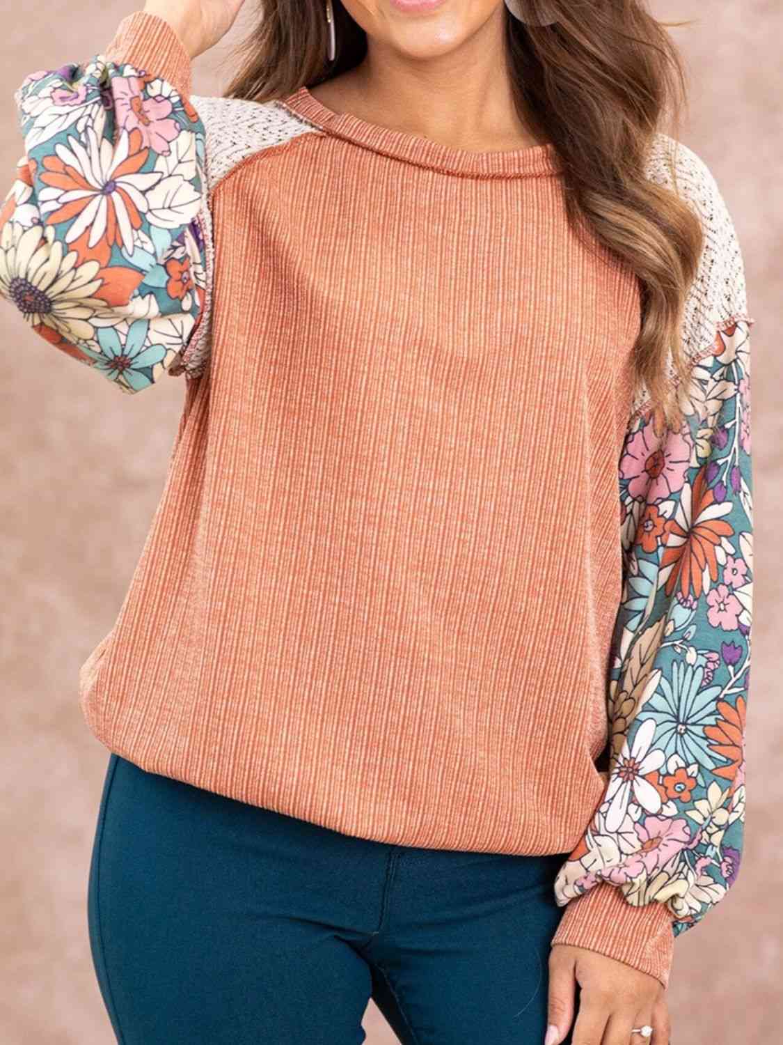 Exposed Seam Round Neck Blouse myETYN